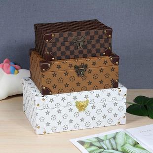 高颜值格子桌面收纳盒卧室床头柜收纳盒高档轻奢小收纳箱玄关装饰