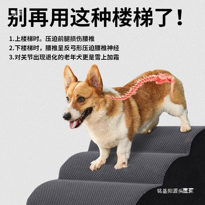 狗楼梯台阶上床老年狗猫咪折叠爬梯斜坡小中型犬实木床边梯子坡道