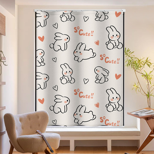 窗帘免打孔安装 遮光布化妆室防水防霉浴帘宿舍阳台小窗户短遮阳帘
