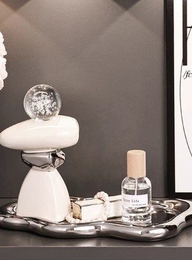 时来运转钥匙收纳摆件轻奢玄关入户进门口首饰手饰托盘装饰品