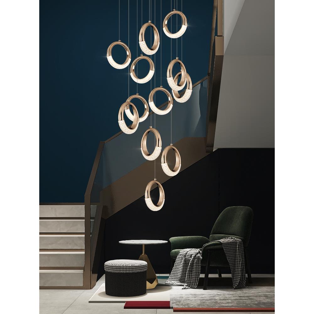 北欧现代简约轻奢楼梯吊灯复式公寓别墅客厅高空旋转楼梯间长吊灯