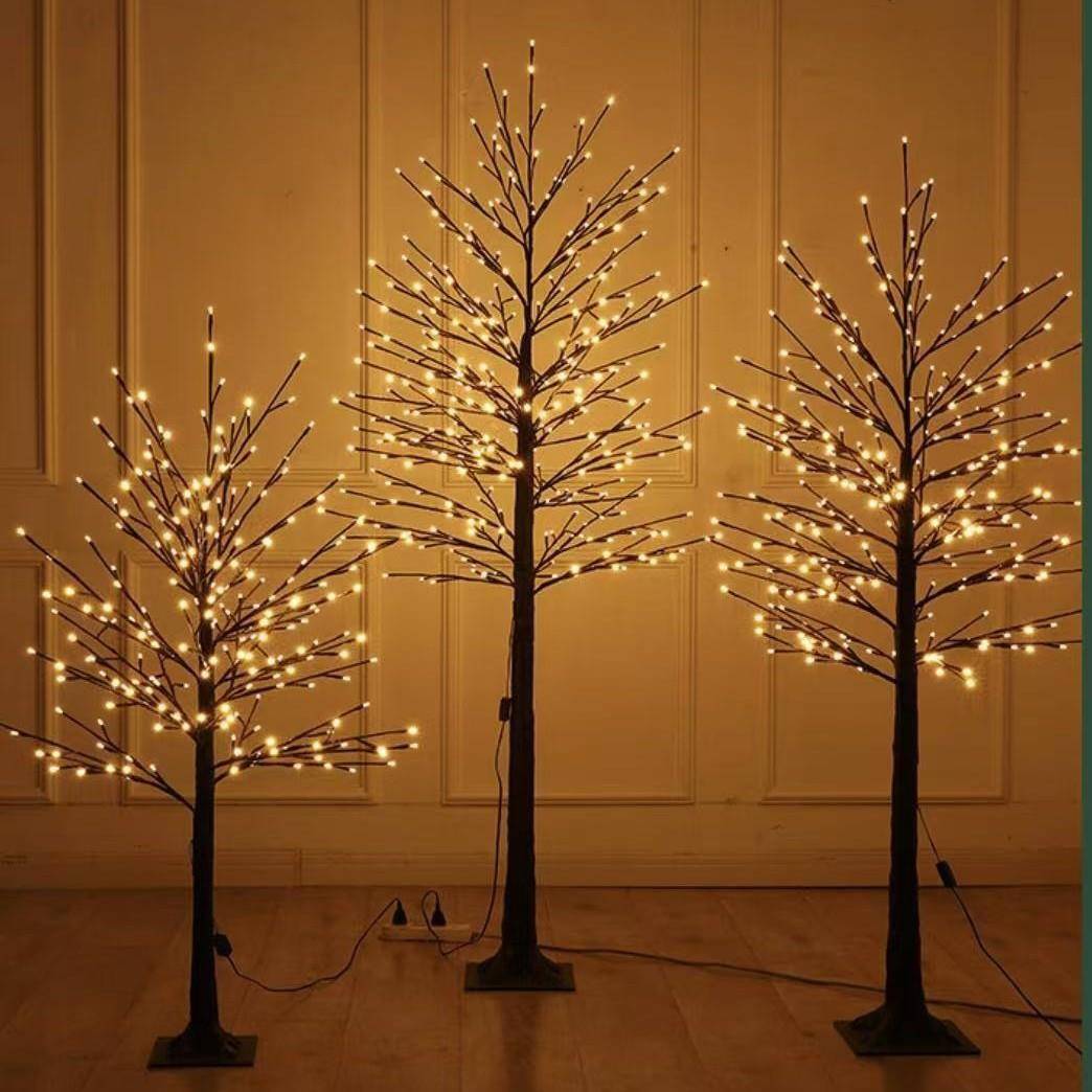 LED彩灯节日氛围仿真发光白桦树过年春节装饰灯室内商场圣诞树灯