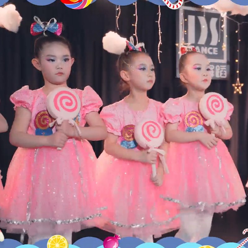 速发可童演出服蓬蓬童裙子幼裙园舞蹈服甜甜的棒棒糖儿爱纱儿表演