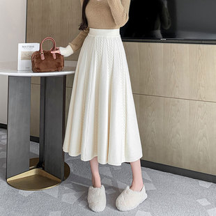 速发加厚半身裙202半款冬季高级感a个子中长款毛线针织小字群新裙