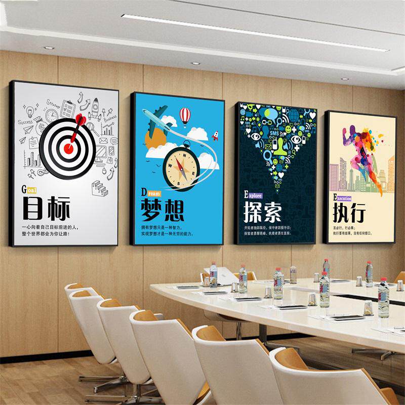 速发电商网际网路企业现代装饰挂画公司办公室文化励志创意背景墙