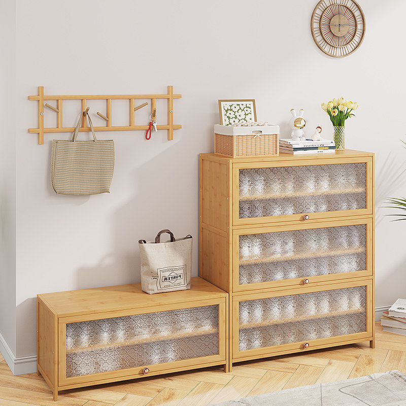 速发门纳家用门口鞋柜防尘鞋架带门木实储物置物斗柜儿童收外入户