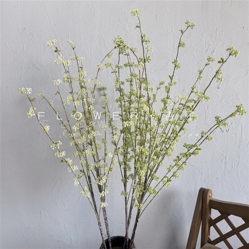 速发仿真花柳枝芽假花清新嫩芽藤条绿植雪柳枝相思豆线条花艺插花