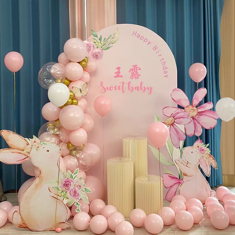 速发兔宝宝一周岁宴生日装饰品气球儿童抓墙礼场景布置背景周板