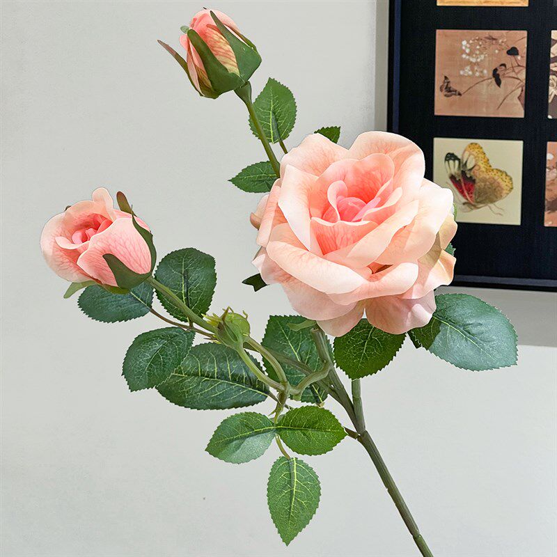 速发玫瑰花花插假婚庆花塑料绒瑰婚庆装饰舞蹈道具红玫布花花