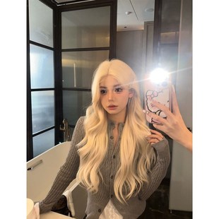 丝白金长卷发士混血感全头套假发 小额 速发K主Ku专属 蕾公u