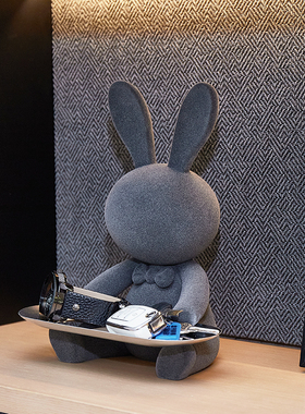 速发简托可柜约盘兔子摆件收纳入户门口鞋柜玄关电视爱装饰品
