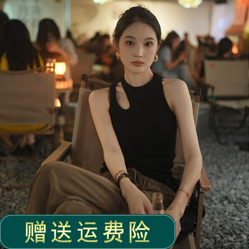 速发美式黑色吊带小背心夏季短款紧身无袖外穿美背内搭露肩针织上