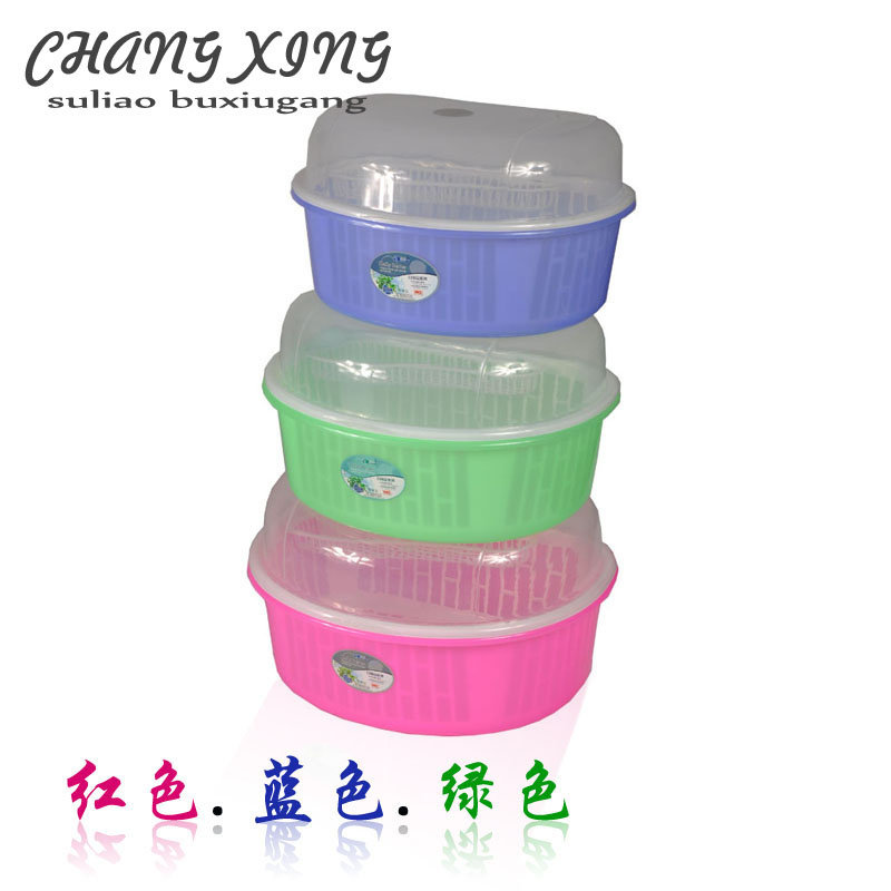 速发塑料沥放碗架箱碗柜大小号带盖水碗筷碗盒装碗厨收纳搁碗盆碟