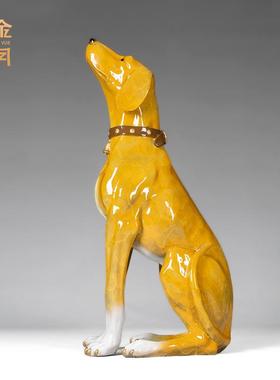 铜金岁月灵缇犬黄铜狗摆件铜雕大黄狗犬摆件家居办公室装饰铜摆件