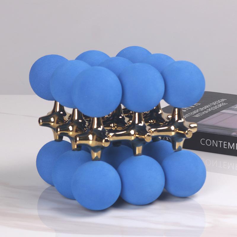 珠点几何圆球摆件抽象正方体简约现代酒店样板房软装饰品桌面摆设