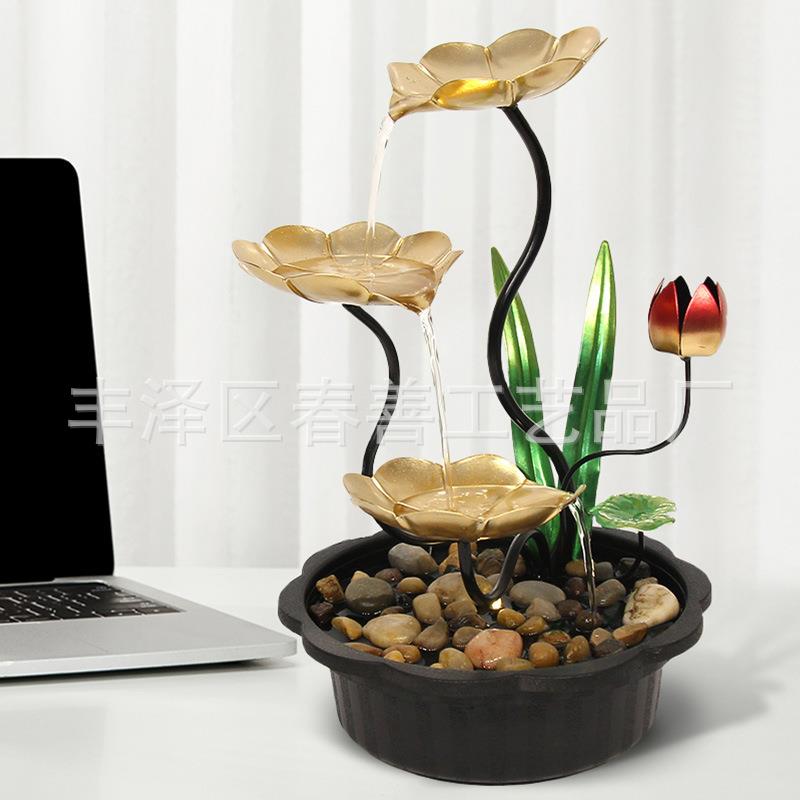 客厅招财流水摆件喷泉循环水室内办公室桌面简约流水摆件装饰品