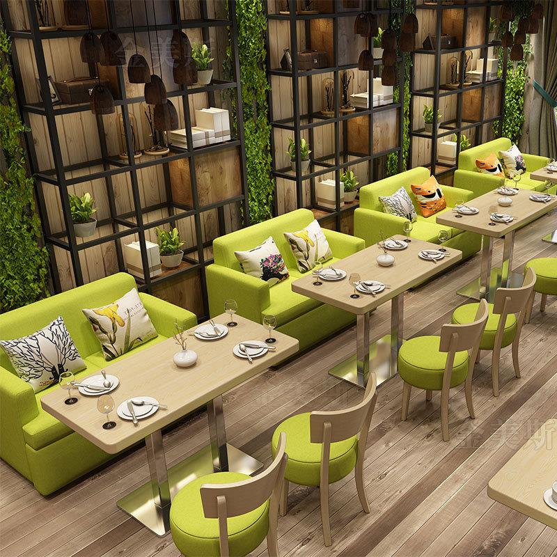 西餐厅沙发奶茶店桌椅甜品店卡座咖啡厅家具清新休闲餐厅餐桌椅