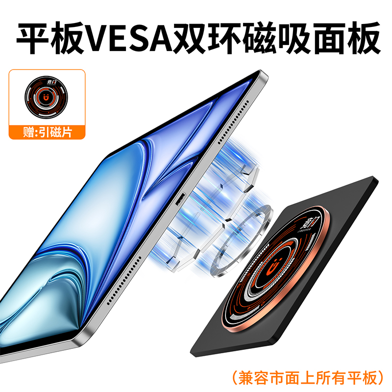 ipad平板VESA双环磁吸面板适配苹果iPad pro/安卓平板 支架悬臂DIY改装神器  兼容市面上所有平板