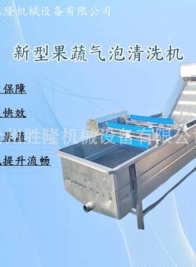 果蔬清洗机毛辊清洗气泡喷淋清洗水浴式巴式杀菌工作流水线