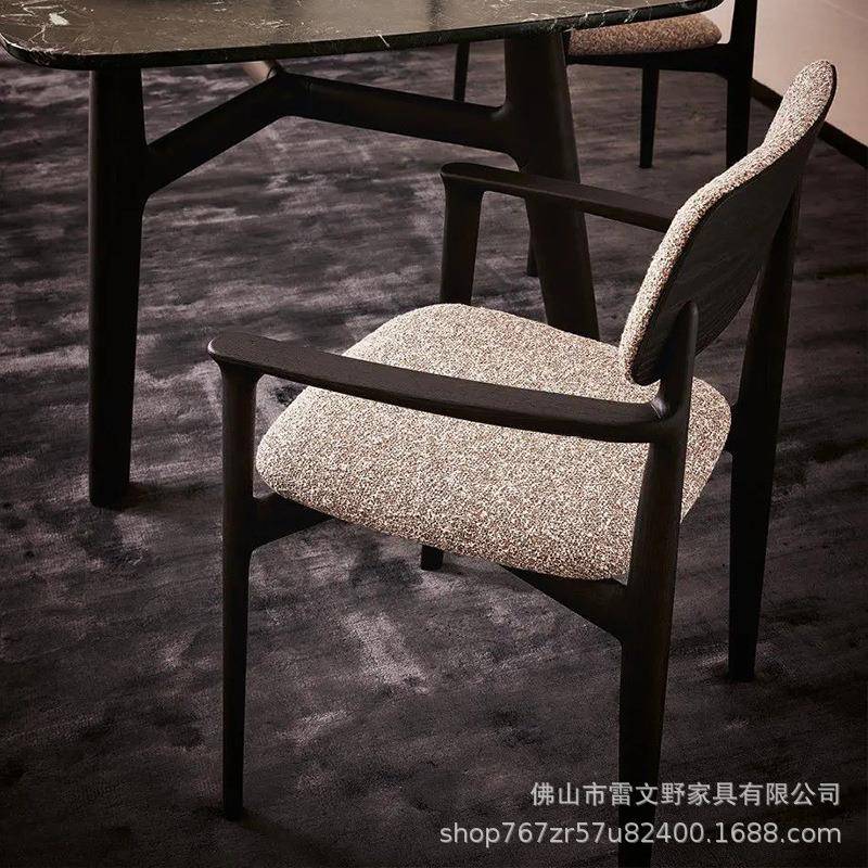 意式餐椅实木白蜡木现代简约家用设计师北欧新中式风靠背椅子