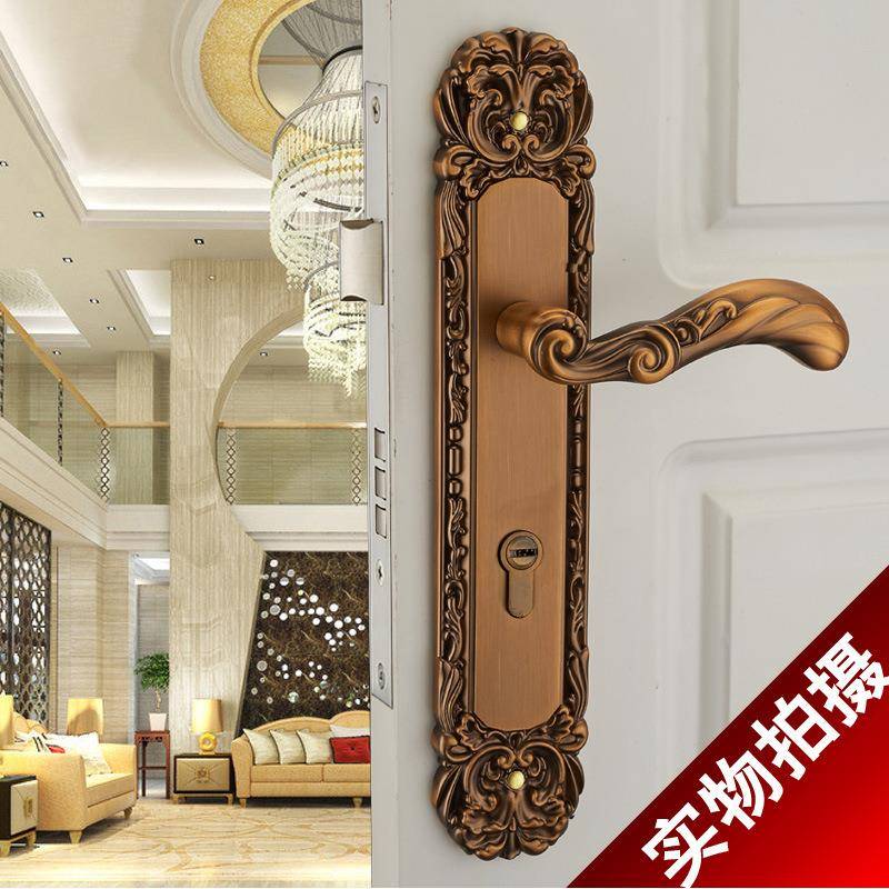 欧式实木对开门锁高档室外客厅双开门锁别墅大门锁机械门锁