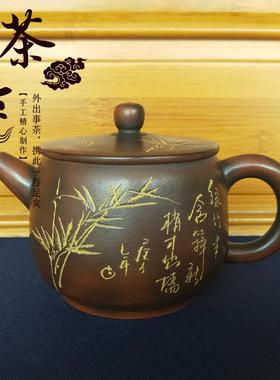 宽口瓢坭新陶230CC宜兴紫砂茶壶手工制作
