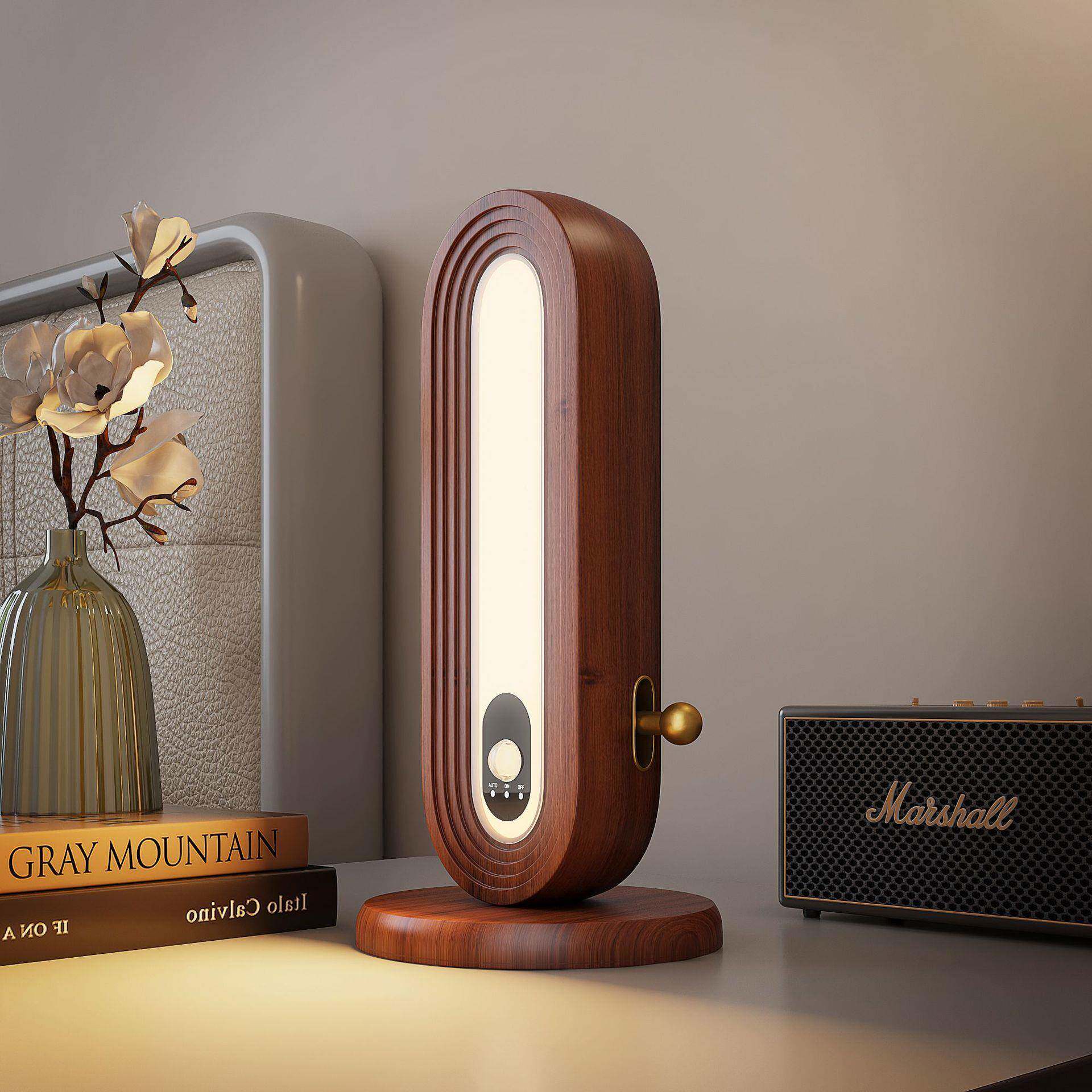 充电款实木感应小夜灯睡觉用卧室起夜睡眠灯衣柜书房楼梯智能夜灯