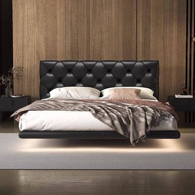 2025新款真皮床意式极简主卧2米x2米2大床轻奢高端大气双人床婚床