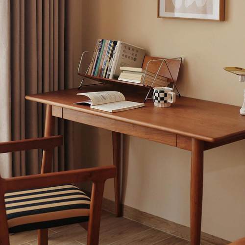 家用胡桃实木小户型书桌复中古工作台卧室电脑办公学习写字长桌子