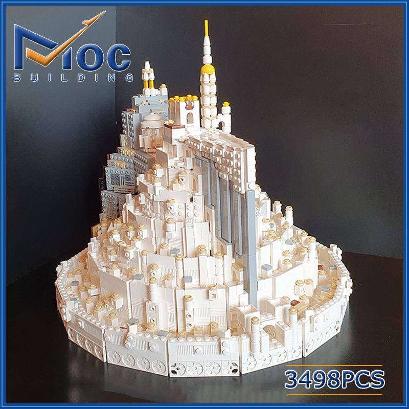 创意MOC小颗粒积木白色城市MOC-149803拼装玩具热卖城堡模型