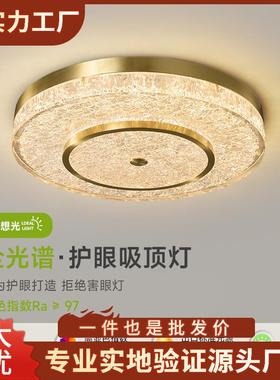 全铜卧室主灯吸顶灯轻奢后现代简约客厅餐厅水晶树脂圆形高档灯具