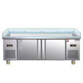 不锈鲜钢海鲜台冷藏展示冰柜用超市冰鲜台卧式 点商菜柜冷冻柜保柜