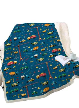 小汽车毛毯小幼儿园午休盖毯裹毯印花水MTFX洗柔孩可软包绒毯