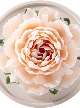 陶瓷手捏丹花扩香器牡陶瓷花薰办公家室客厅茶BYV室居摆件车载香