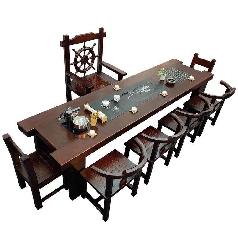 新茶中式组合家用CUR实木功夫茶几茶室桌椅老船木体办公一创意大,商业/办公家具,茶台/茶桌,淘宝优惠券,粉丝福利购,淘宝优惠卷