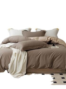 简约纯色100棉支长绒棉纯棉磨单毛四件套加厚全被ELL24162笠床上