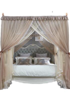 双层廷蚊帐三开门地公主风加落粗TME不锈顶钢支架方宫家用