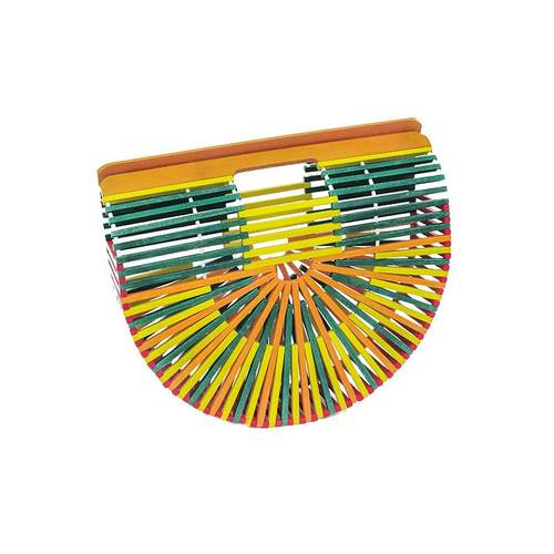 供应竹制手工沙滩包手拎竹编包竹镂编织空包手提椭圆形竹包