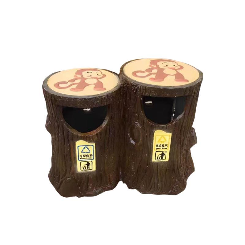 仿树皮户外垃圾桶生态垃圾区水泥小区物业环卫垃圾站公园休闲椅