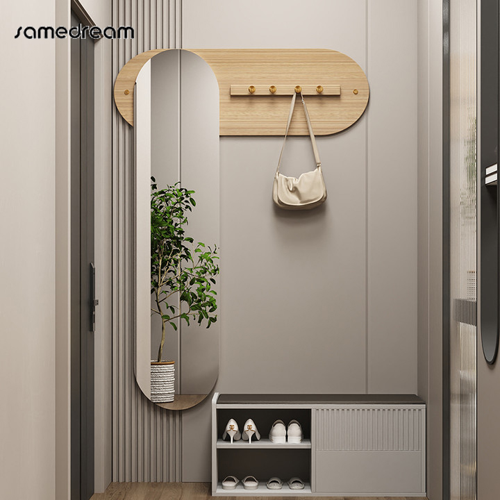 轻奢壁挂全身镜入户玄关挂镜家用一体全身镜鞋柜挂墙全身镜子贴墙