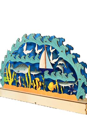 台新款木质LED海洋桥灯地中海围风格HY-24043系家居装饰卧室灯氛