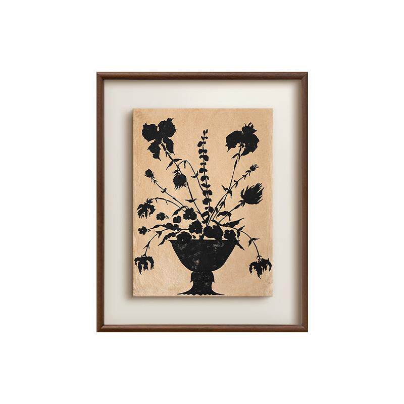 花影》南法风复古植物版画法式中古风客厅装饰画卧室床头花卉挂画