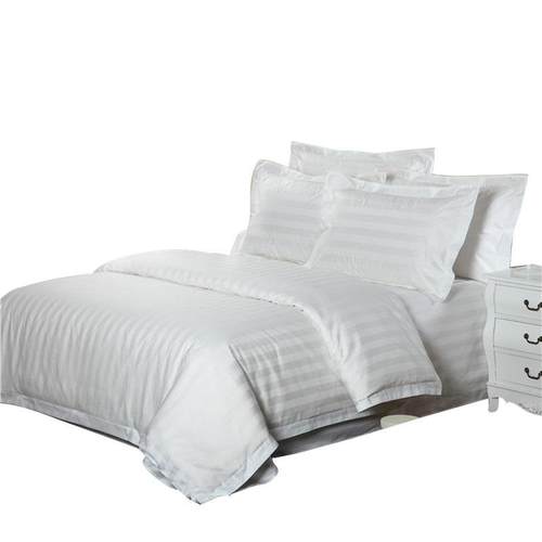 简约风酒店布草宾馆床上纯棉四件套用品缎条高纱织加厚条纹