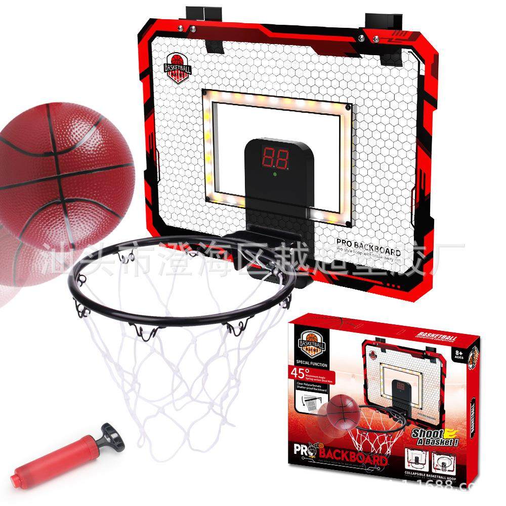 灯光儿童折叠计分扣篮透明球板壁挂式免打孔挂门室内篮球架,玩具/童车/益智/积木/模型,球类玩具/球类运动,淘宝优惠券,粉丝福利购,淘宝优惠卷