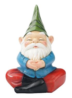 新品打坐地精树脂摆件家居花园精灵侏儒小矮人外贸装饰工艺品