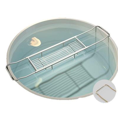 加长浴缸置物架多功能可伸缩手机托盘卫生间圆形浴桶浴室泡澡支架