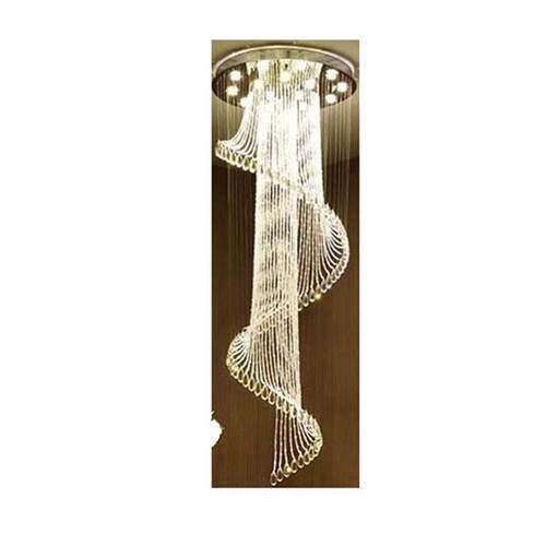 现代复式楼轻奢水晶吊灯客厅中空旋转楼梯酒店别野工程大吊灯