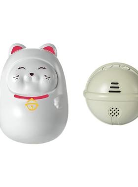 免布线招财猫门铃感应分体式手按远距离无线门铃多首铃声无极音量