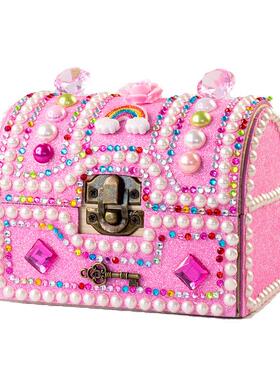 天使虹作儿童彩手27724工制神蛋宝藏盒挖宝钻石木秘质收纳盒材料