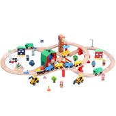 马斯小火车头套托装 6岁 5具 木制轨道车小汽车儿童玩男孩1333